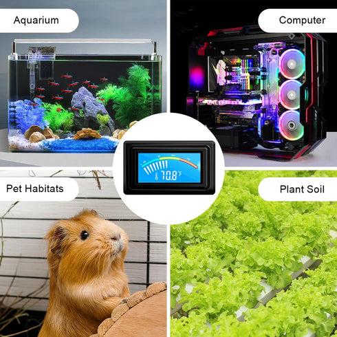 Digital Thermometer Temperature Gauge with USB Power Supply and Sensor Probe for Aquarium and Vehicle