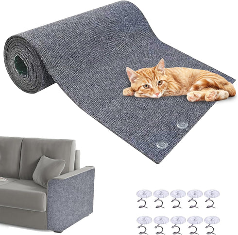 Cat Scratching Mat 118"x15.8" - Trimmable Self-Adhesive Carpet for Furniture Protection from Cats Scratching