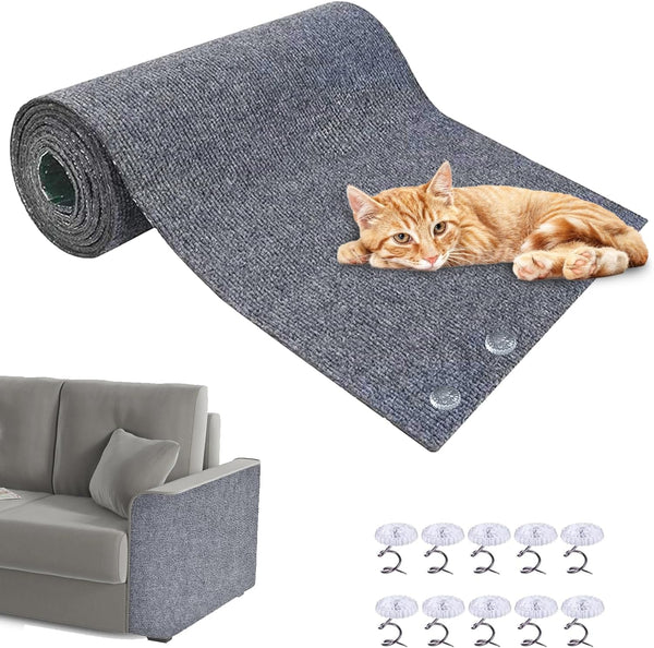 Cat Scratching Mat 118"x15.8" - Trimmable Self-Adhesive Carpet for Furniture Protection from Cats Scratching