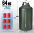 OneTigris Tactical Water Bottle with Straw - 64 oz Vacuum Insulated Stainless Steel Jug with 3 Lids