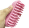 Pet Silicone Shampoo Brush for Medium Large Dogs and Cats, Anti-skid Rubber Grooming Shower Bath Brush (Pink)