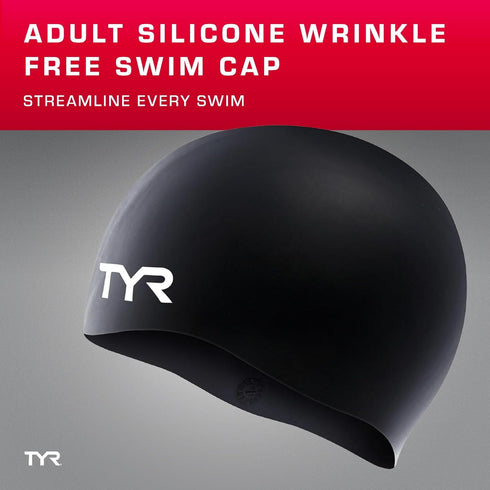 TYR Adult Silicone Swim Cap for Drag Reduction and Hair Protection
