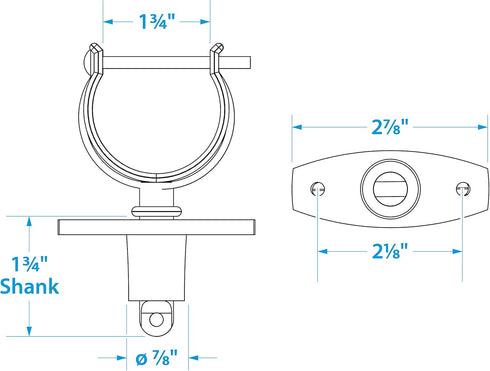 Seachoice Top-Mount Rowlock Set, Chrome-Plated Zinc, Includes 2 Rowlocks with Locking Pins and Sockets