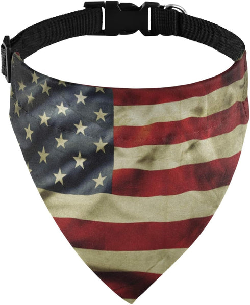 Fourth of July Dog Bandanas with Adjustable Buckle, American Flag Pet Triangle Scarf, Washable Dog Collar