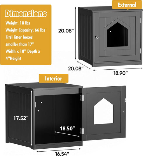 Cat Litter Box Enclosure Hidden Kitty Litter Box Furniture Indoor Cat Box Cabinet House Side Table Nightstand Washroom
