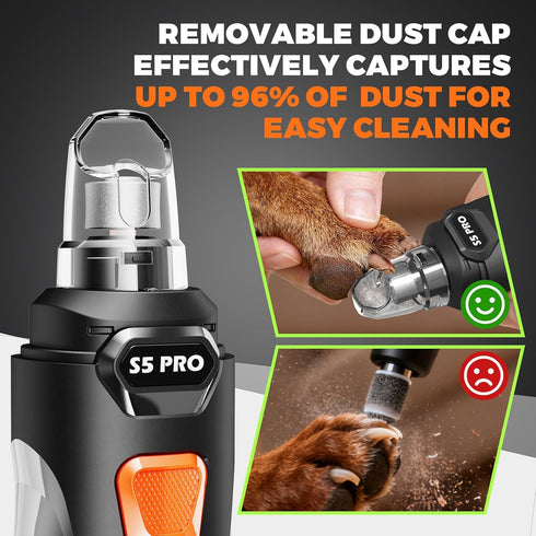4 3 3-Speed, Trimmers, Whisper Quiet Dog Nail Grinder with LED Lights, Safe & Stress-Free for Sensitive Dogs Cats