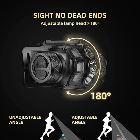 WUBEN H1 Rechargeable Headlamp, 1200 High Lumen Ultra Bright LED, 11 Modes, 180° Adjustable, IP68