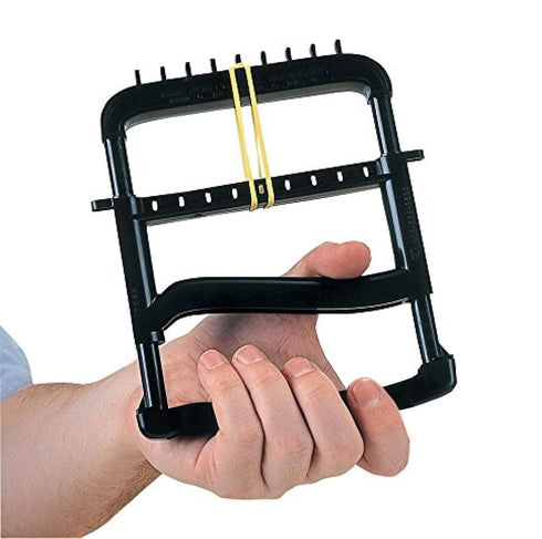 Rolyan Basic Ergonomic Hand Exerciser - Strengthening Device for Fingers, Hands, and Thumbs with 4 Pairs of Rubber Bands