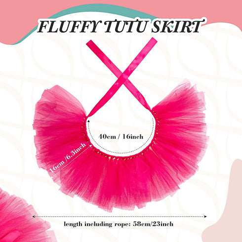 2 Pcs Dog Crown Headband and Tutu Dress Set, Crystal Rhinestone Dog Tiara Crown Tutu Skirt for Puppy Party