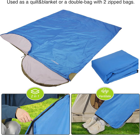 REDCAMP Ultra Lightweight Sleeping Bag for Backpacking, Warm Weather Comfort for Adults, Compression Sack
