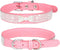 Rhinestone Dog Collar, Cute Dazzling Soft Suede Leather with Crystal Diamond for Small Dogs (S, Pink-2)