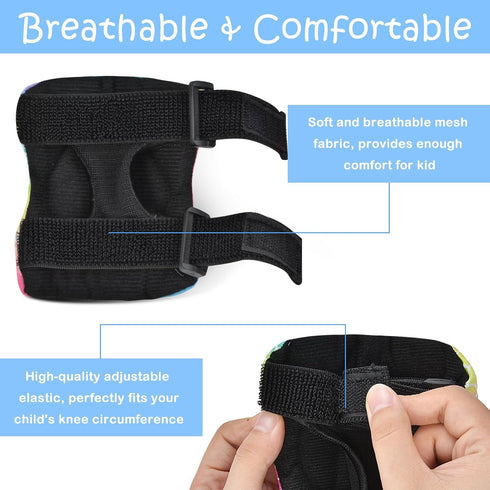 Knee Pads for Kids - Adjustable Protective Gear Set with Mesh Bag, Knee Pads and Elbow Pads for Girls 3-8 Years