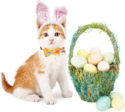 ADOGGYGO 2 Pack Cat Collar with Bow Tie Bell, Breakaway Kitten Collar with Removable Bowtie Carrot Pattern