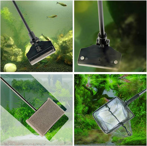 ZRDR Stainless Steel Algae Scraper, Aquarium Cleaning Tool for Glass Tanks, Adjustable Length, Durable