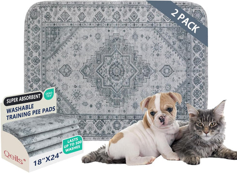 Qeils Washable Pee Pads, Reusable Puppy Pads Super Absorbent Leakproof Dog Training