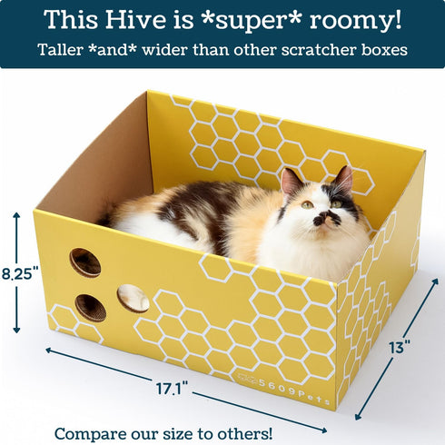 Extra Large Cardboard Cat Scratcher Box, 17"x13"x8.25", Fun Cat Scratching Bed with Catnip for Indoor Cats