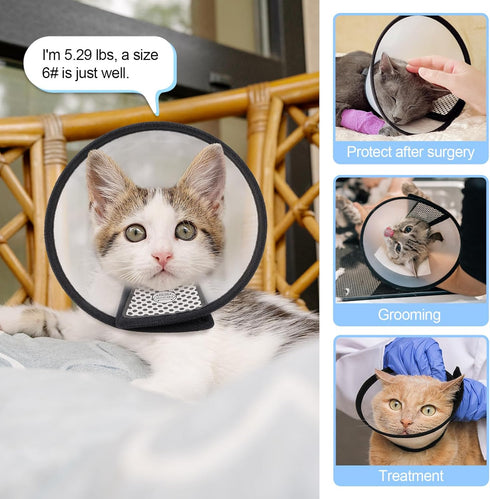 Depets Adjustable Recovery Pet Cone E-Collar for Cats, Kittens, and Rabbits, Neck Girth 6.1 in