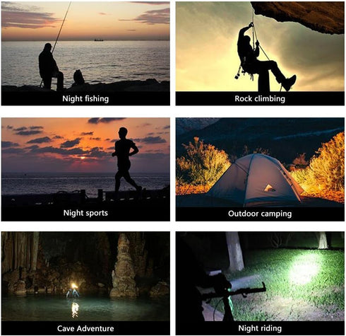 LED Headlamp - Super Bright Headlight Flashlight, 3 Modes Zoomable for Running, Hiking, Camping, Fishing