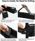 No-Drilling Golf Cart Inner Front Storage Basket with 2 Insulated Cup Holders, Foldable Dash Tray Organizer