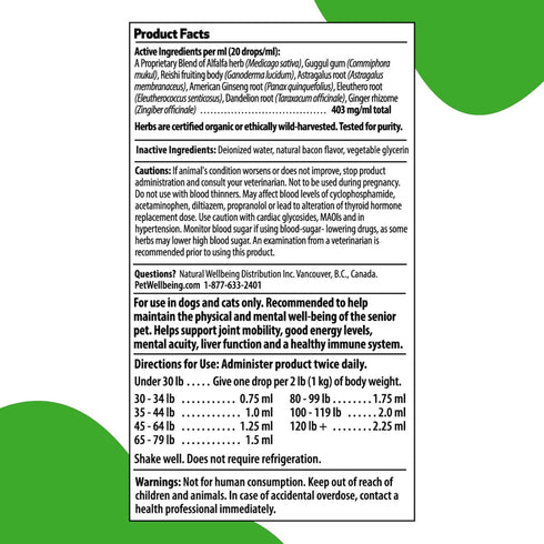 Pet Wellbeing Old Friend for Senior Dogs, 2 oz - Vet-Formulated Natural Herbal Supplement for Joint Mobility Support