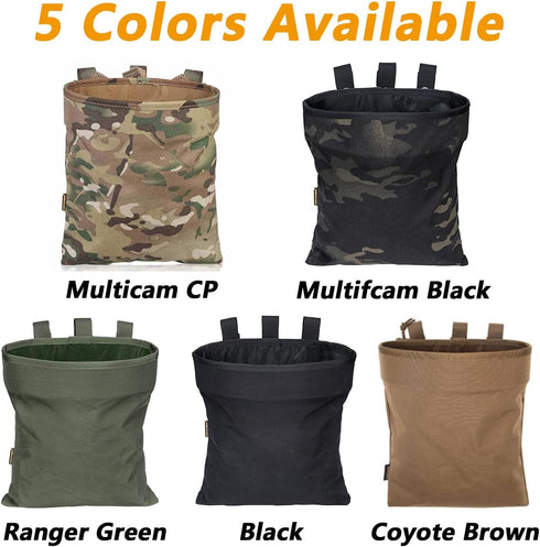 Tactical Foraging Bag, Lightweight Molle Roll Up Dump Pouch, 500D Nylon Collection Mag Pouch for Hiking