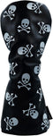 Skeleton Golf Club Headcover - Skull and Crossbones Driver, Fairway Wood, Hybrid PU Leather Headcover in White and Black