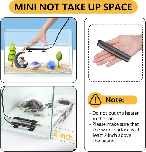 hygger Mini Submersible Aquarium Heater, 75W Digital Display for Turtle and Betta Tank