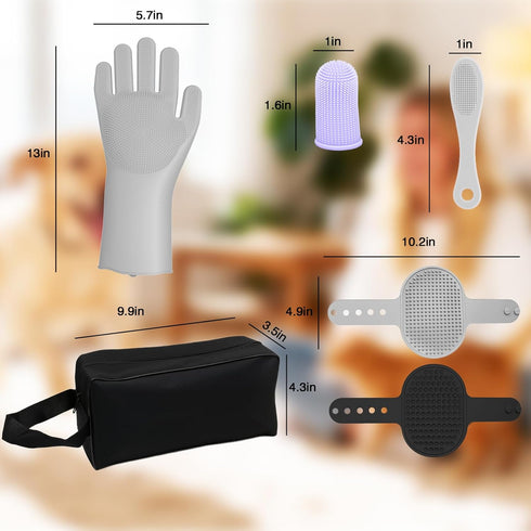 MIYIJHY 7PCS Pet Grooming Kit for Dogs and Catswith Storage Bag & Includes Dog Washing Gloveswith High-Density Teeth