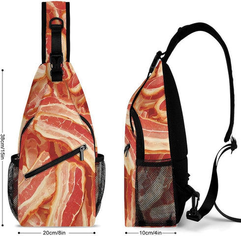 Generic Backpack 38x20cm Raw Bacon Crossbody Sling Bags Travel Chest Bag Casual Shoulder