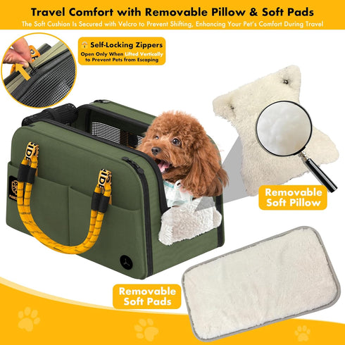 12lb PAWZIDEA Center Console Dog Car Seat, Enclosed Small Dog Armrest Booster Carseat, Secure Straps &Anti Slip