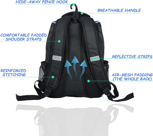 WOLT Youth Baseball Bag - Bat Backpack for T-Ball & Softball Equipment, Large Compartment for Helmet & Accessories