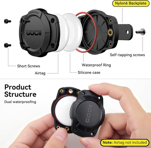 Airtag Dog Collar Holder 2 Pack,Super Waterproof Mount for Apple AirTag,Fits All Pet Width Collars,AirTag Holder Case for Small Medium Large Dogs
