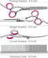5 in 1 Dog Grooming Scissors Kit, Professional Grooming Scissors with Safety Round Tips, Titanium Coated for Dogs and
