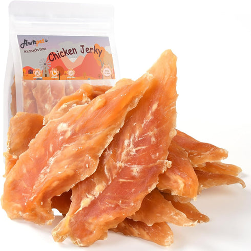 ASMPET Dog Chicken Jerky Treats, Made with 100% Real Chicken Breast, High