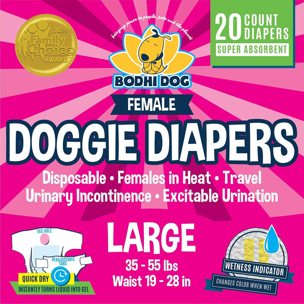 Bodhi Dog Disposable Female Dog Diapers - Super Absorbent Dog Diapers for