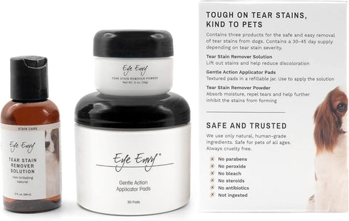 Eye Envy Dog Tear Stain Remover Starter Kit, 100% Natural, Safe, Lasts 30-45 Days, Made in USA