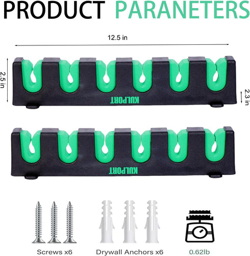 Fishing Rod Rack Holders Wall-Mounted Fishing Pole Holder & Rack, Fishing Pole Holders for Garage & Boat 6-Rod Storage Racks(Horizontal Green, 2 Pair) by KULPORT