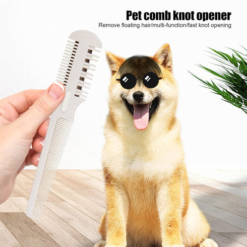 VINGVO Pet Hair Trimmer, 2 in 1 Trimming Grooming Hair Cutter Comb Manual Dog Hair Trimmer Comb Pet Grooming Comb with Replacement Blade for Dog Cat Pet