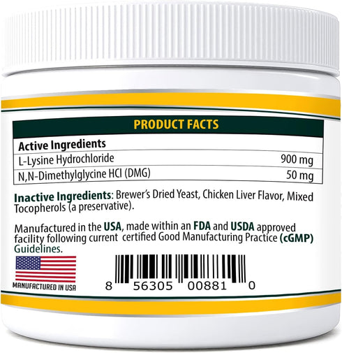Trulysine Plus L-Lysine for Cats Immune Support Oral Powder 8oz/226g - Chicken Liver Flavor for All Ages