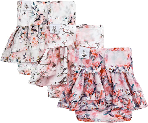 3 Pack QBD18XL CuteBone Female Dog Diapers with Skirts Reusable Puppy Dresses Pants for Heat Cycle Period