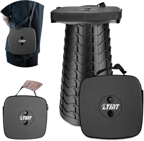 ZTMT Upgraded Square Folding Stool, Max Load Capacity 485lbs, Portable Collapsible Seat, Telescoping