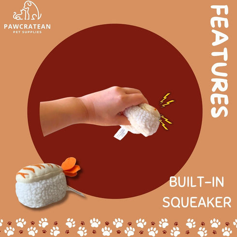 7-Inch Plush Squeaky Toy for Small Dogs - Prawn Sushi Design