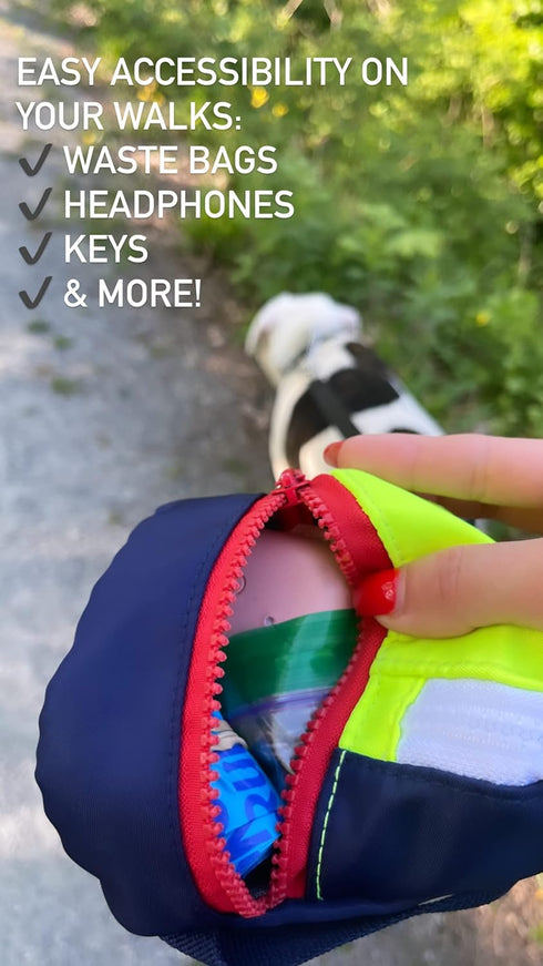 LLC Dog Backpack, Cat Backpack, Small Carrier | Clip on Harness or Leash, Fun Pet Treat Holder, Toy Bag (Neon Explorer)