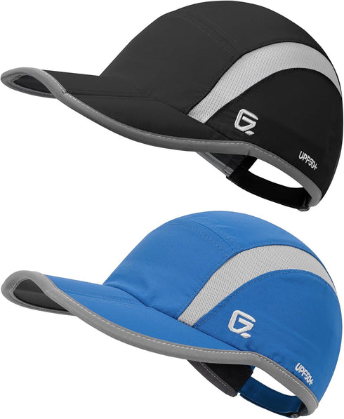 GADIEMKENSD 2 Pack Reflective Foldable Sports Hat, UPF 50+ Sun Protection Hats for Men and Women