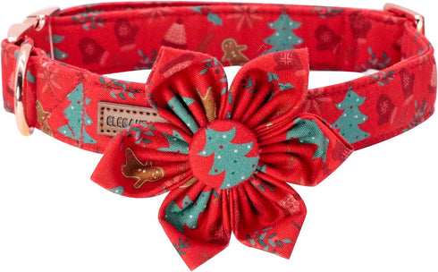 Elegant Little Tail Christmas Dog Collar, Adjustable Flower Collar for Female or Male Small Medium Large Dogs