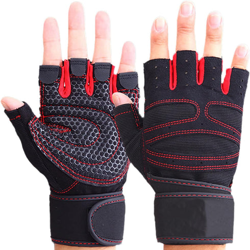 RiToEasysports Fitness Gloves, Non Slip Microfiber Silicone Palm Breathable Ottoman Back with Wrist Wrap