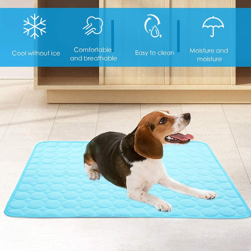 Pet Cooling Mat for Dogs, Dog Cooling Pad for Kennels, Crates, Cars, Indoor & Outdoor Ice Silk Mat (Blue, XL 40"x28")