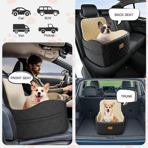 PEATCEC 35lbs, 2 Seamless Dog Car Seat for Small/Medium Dogs Under Detachable & Washable Elevated Pet Travel Bed