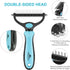 Pet Grooming Brush - 2 Sided Undercoat Rake for Deshedding and Detangling Fur for Cats and Dogs (Blue)