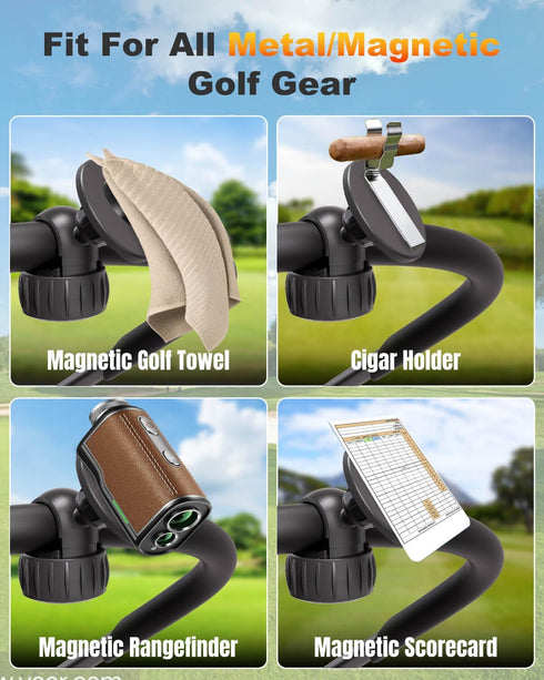 LEAPGOMAX 360 Magnetic Golf Push Cart Phone Holder MagSafe Hands-Free Adjustable with Strong Magnets Phone Mount